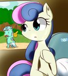  blue_eyes bonbon_(mlp) cutie_mark duo equine female feral foam_finger friendship_is_magic fur green_fur hair horn horse lyra_(mlp) lyra_heartstrings_(mlp) mammal my_little_pony open_mouth pillow pony ranban smile two_tone_hair unicorn 