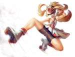  arm_up bicycle_helmet bike_shorts blonde_hair blue_eyes full_body helmet kicking koruni_(pokemon) long_hair open_mouth pokemon pokemon_(game) pokemon_xy ponytail roller_skates shorts shorts_under_skirt skates skin_tight sleeveless solo two_side_up yilx 