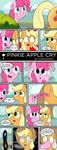  blonde_hair blue_eyes bush cloud clouds comic cuckooparty cutie_mark dialog english_text equine female feral freckles friendship_is_magic fur green_eyes hair hat hi_res horse mammal my_little_pony open_mouth orange_fur outside pink_fur pink_hair pinkie_pie_(mlp) pony shocked sky smile text tree 