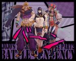  alternate_costume bad_id bad_pixiv_id battle_tendency cape chocoblood crop_top esidisi facial_mark hat horns jojo_no_kimyou_na_bouken kars_(jojo) loincloth long_hair male_focus midriff multiple_boys pants purple_hair tattoo turban wamuu white_hair 