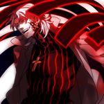  bad_id bad_pixiv_id cassock cosplay cross dark_persona dark_sakura dark_sakura_(cosplay) facial_mark fate/stay_night fate_(series) kotomine_kirei magic male_focus matou_sakura red_eyes solo white_hair zihad 