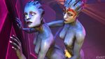  alien animated areola asari big_breasts blue_skin breasts cgi dildo duo em805 erect_nipples female from_behind human lesbian mass_effect nipples nude penetration samara selfcest sex sex_toy source_filmmaker square_crossover strapon 