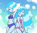  2girls adventure_time bikini blue_hair blue_skin long_hair multiple_girls nollety short_hair swimsuit water_nymbs water_nymphs 