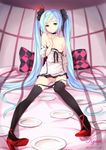  2014 after_sex artist_name blue_eyes blue_hair breasts cum cum_in_pussy dated hatsune_miku high_heels highres kyuri_tizu long_hair nipples panties panty_pull plate pussy pussy_juice sitting skirt small_breasts solo thighhighs twintails uncensored underwear very_long_hair vocaloid world_is_mine_(vocaloid) 