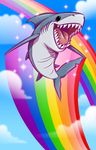  black_eyes cloud colorful feral fish happy marine open_mouth rainbow shark sky solo sparkles spunky super_gay teeth 