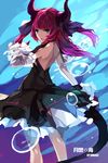  bad_id bad_pixiv_id blue_eyes bubble detached_sleeves dress elizabeth_bathory_(fate) elizabeth_bathory_(fate)_(all) fate/extra fate/extra_ccc fate_(series) highres horns long_hair pink_hair pointy_ears solo swd3e2 tail two_side_up 