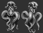  anthro breasts cephalopod cum cum_in_pussy cum_inside female monochrome monster monster_girl nude octomaid octopus pussy raiondou slocik small_breasts solo tentacles 