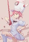  baton dress hat highres ipponshimeji jakuzure_nonon kill_la_kill marching musical_note pink_hair shako_cap sidelocks solo uniform winged_hat wrist_cuffs 