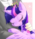  blush clothing crown equine eyes_closed female feral friendship_is_magic fur hair hand horn horse hug human long_hair mammal multi-colored_hair my_little_pony pony purple_fur purple_hair shirt smile suit twilight_sparkle_(mlp) winged_unicorn wings 