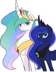  blue_eyes blue_hair equine female feral friendship_is_magic hair horn horse long_hair looking_at_viewer mammal multi-colored_hair my_little_pony pink_eyes plain_background pony princess_celestia_(mlp) princess_luna_(mlp) sibling sisters white_background winged_unicorn wings zev 