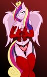  &lt;3 anthro anthrofied big_breasts breasts cleavage clothed clothing corset crown elbow_gloves equine female friendship_is_magic gloves gold hair horn horse jrvanesbroek legwear looking_at_viewer mammal multi-colored_hair my_little_pony panties pasties pony princess_cadance_(mlp) purple_eyes skimpy smile solo standing stockings underwear winged_unicorn wings 