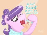  coco_pommel_(mlp) dialog duo english_text equine eyes_closed female feral friendship_is_magic fur hair holding horse macro mammal micro my_little_pony open_mouth pink_fur pony purple_hair saliva shrabby suri_polomare_(mlp) text tongue tongue_out vorarephilia vore 
