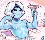  alien bath beverage hair looking_at_viewer mackenzie male modeseven monster multiple_eyes not_furry plain_background pose presenting seductive short_hair solo water wine 