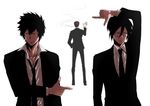  bad_id bad_pixiv_id black_hair blurry brown_hair depth_of_field formal ginoza_nobuchika highres kougami_shin'ya male_focus multiple_boys pointing psycho-pass sasayama_mitsuru suit uwabaki_(shoe_rack) 