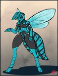  ambiguous_gender antennae anthro arthropod compound_eyes digitigrade insect mandibles multi_limb multiple_arms multiple_limbs plain_background riocynn sarki solo wasp wings 