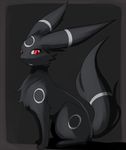  ambiguous_gender black_background black_fur black_nose canine eeveelution feral fur katoa_shippo long_ears looking_at_viewer mammal nintendo open_mouth paws plain_background pok&#233;mon pok&eacute;mon raised_tail red_eyes sitting solo teeth umbreon video_games 