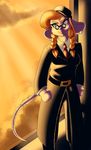  anthro belt blonde_hairs ear_piercing female invalid_color mouse necktie penelope piercing popesslodovica rodent sly_cooper sly_cooper_(series) solo sunset uniform 