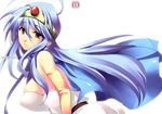  bad_id bad_pixiv_id blue_hair breasts brown_eyes cape circlet dragon_quest dragon_quest_iii elbow_gloves gloves large_breasts long_hair ookami_ryousuke sage_(dq3) solo 