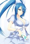  bad_id bad_pixiv_id blue blue_eyes bracelet breasts character_request cleavage copyright_request dean hair_ribbon highres jewelry large_breasts long_hair looking_at_viewer ribbon skirt solo 