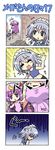  2girls 4koma =_= beamed_sixteenth_notes braid breast_envy chibi colonel_aki comic eighth_note exercise flat_chest izayoi_sakuya multiple_girls musical_note pantyhose patchouli_knowledge silent_comic silver_hair touhou translated triangle_mouth 