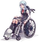  artist_request blue_eyes blue_hair generation_of_chaos school_uniform skirt socks solo source_request vest wheelchair 