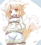  animal_ear_fluff animal_ears coat collar copyright_request fang fox_ears fox_tail kazami_karasu solo tail yellow_eyes 