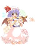  bat_wings duplicate exe_(xe) food hat lavender_hair red_eyes remilia_scarlet short_hair snack solo touhou wings 