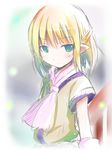  arm_warmers blonde_hair green_eyes half_updo mizuhashi_parsee necktie pointy_ears shichinose short_hair solo touhou upper_body 