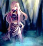  armband bad_id bad_pixiv_id bare_shoulders blue_eyes headband long_hair megurine_luka pink_hair solo thighhighs toranosuke vocaloid water zettai_ryouiki 