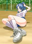  asakura_ryouko bad_id bad_pixiv_id blue_eyes blue_hair buruma gonoike_biwa gym_uniform long_hair ponytail shoes sneakers socks solo suzumiya_haruhi_no_yuuutsu 