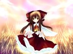  bad_id bad_pixiv_id brown_hair hakurei_reimu kohinata_raichi long_hair solo touhou yellow_eyes 