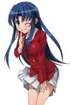  blue_hair kawashima_ami long_hair non-web_source one_eye_closed oohashi_high_school_uniform purple_eyes school_uniform solo tarin_(furscoblus) toradora! 