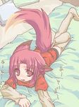  animal_ears bed fox_ears fox_tail kazami_karasu lowres oekaki original solo tail thighhighs zettai_ryouiki 