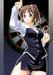  brown_eyes brown_hair copyright_request darts keito pencil_skirt skirt solo 