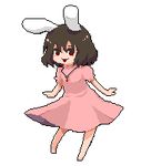  animal_ears barefoot brown_hair bunny_ears full_body inaba_tewi lowres pixel_art red_eyes solo standing touhou transparent_background urita_(vivivinicol) 