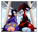  anus batgirl batman_(series) breasts butt clothing exposed_breasts female harley_quinn human mammal not_furry sitting superbunnygt torn_clothing 