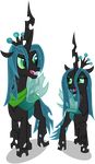  absurd_res alpha_channel changeling cyan_hair duo equine female feral friendship_is_magic green_eyes hi_res horn male mammal masemj my_little_pony original_character plain_background queen_chrysalis_(mlp) smile transparent_background wings 