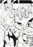  armor bad_id bad_pixiv_id full_armor gamagoori_ira greyscale highres kageneko_shihan kill_la_kill lineart male_focus monochrome muscle pen_(medium) scourge_regalia spikes traditional_media work_in_progress 