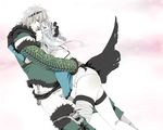  backless_outfit bandages belt bow braid chain elbow_gloves flower frills gloves hair_ornament hug kaine_(nier) legs lingerie negligee nier nier_(series) nier_(young) pale_skin panties ribbon short_hair silver_hair slender_waist smile thigh_strap thighhighs thighs underwear white_hair white_panties yellow_eyes 
