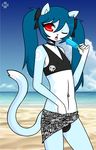  blue_fur blue_hair bulge cat feline fur girly hair mammal popcicle razplus red_eyes seaside 
