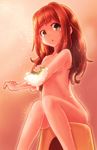  alternate_hairstyle bad_id bad_pixiv_id bath_stool bathing breasts bubble commentary green_eyes hair_down highres idolmaster idolmaster_(classic) ima_(lm_ew) long_hair looking_at_viewer nude open_mouth orange_hair sitting small_breasts solo stool takatsuki_yayoi underboob water wet 