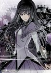  akemi_homura black_hair blood clock eri_kamijo gears long_hair magical_girl mahou_shoujo_madoka_magica shield solo 