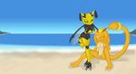  arthropod beach breasts claws duo exoskeleton female green_eyes insect ionic44 mitzy_the_scorpion nipples nude omega_wasp pussy rx-wolfblade scorpion seaside vektra_hektorian vektra_the_wasp wasp wings 