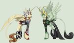  armor beard cape clothing crossover duo equine facial_hair feral fur green_eyes green_fur hair helmet hi_res horn horse loki long_hair male mammal my_little_pony pony standing thor_(deity) toxicunicorns winged_unicorn wings 