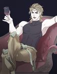  bad_id bad_pixiv_id blonde_hair cup dio_brando drinking_glass headband jojo_no_kimyou_na_bouken male_focus red_eyes sleeveless sleeveless_turtleneck solo turtleneck wine_glass yukimaru_choco 