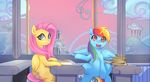  bakki blue_eyes blue_fur book duo equine female feral fluttershy_(mlp) friendship_is_magic fur hair horse inside long_hair mammal multi-colored_hair my_little_pony pegasus pink_hair pony purple_eyes rainbow_dash_(mlp) rainbow_hair sitting wings yellow_fur 