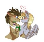  amber_eyes blonde_hair blue_eyes blush brown_fur brown_hair cutie_mark derpy_hooves_(mlp) doctor_whooves_(mlp) duo equine female feral flower friendship_is_magic fur grey_fur hair horse lilac-the-fox99 long_hair male mammal my_little_pony open_mouth pegasus pony smile teeth wings yellow_eyes 