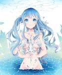  bad_id bad_pixiv_id blue blue_eyes blue_hair crying crying_with_eyes_open lib long_hair looking_at_viewer one_side_up original partially_submerged smile solo tears twintails water 