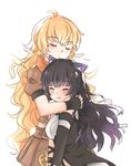  2girls :3 aaaabo animal_ears black_hair blake_belladonna blonde_hair cat_ears highres hug multiple_girls pixiv_manga_sample resized rwby smile yang_xiao_long 