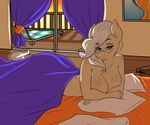  2014 anthro anthrofied avante92 bed big_breasts blue_eyes breasts equine eyewear friendship_is_magic fur glasses hair horse long_hair looking_at_viewer mayor_mare_(mlp) my_little_pony pillow pony pose solo white_hair 